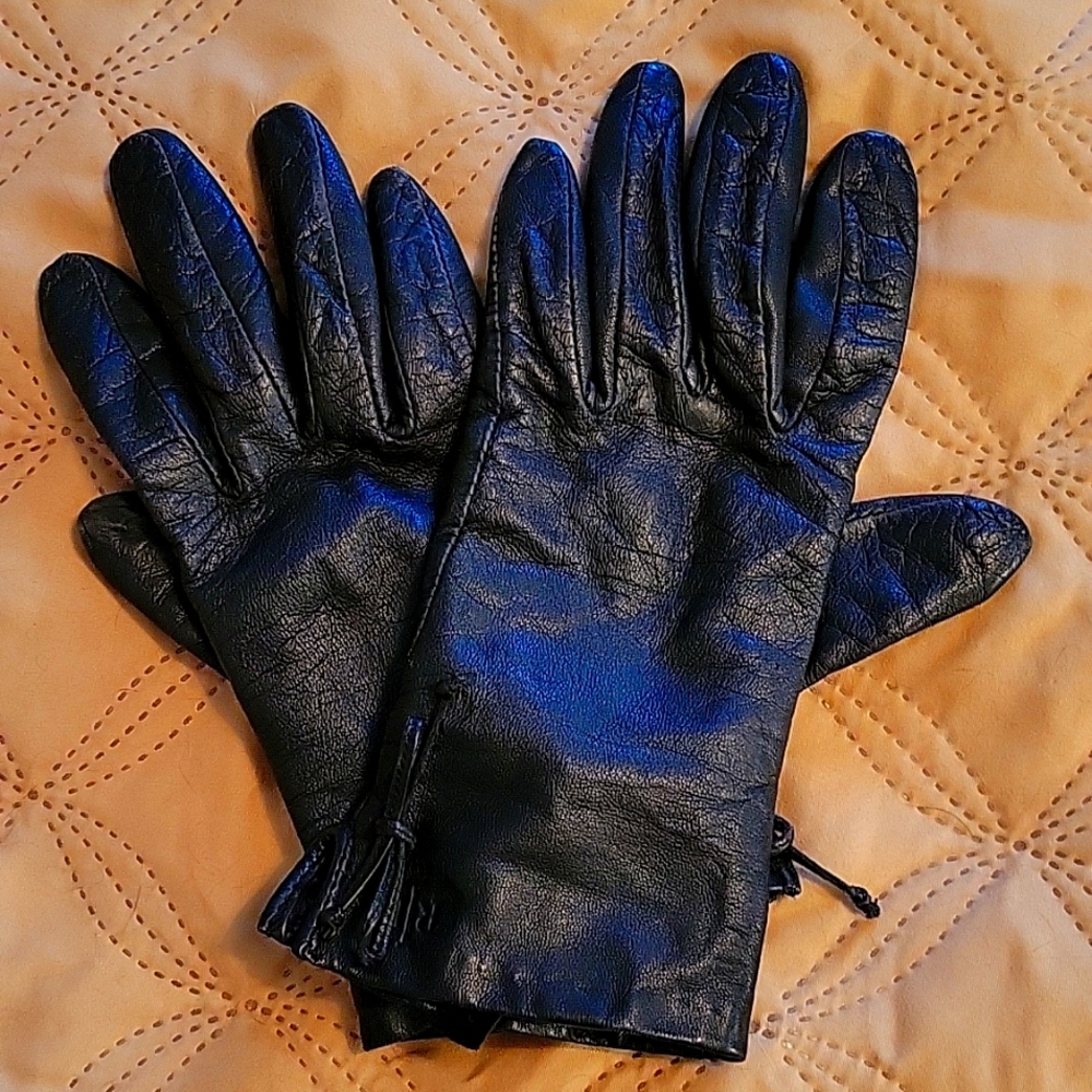 Vintage Black Leather Ralph Lauren arriving Gloves Size Medium